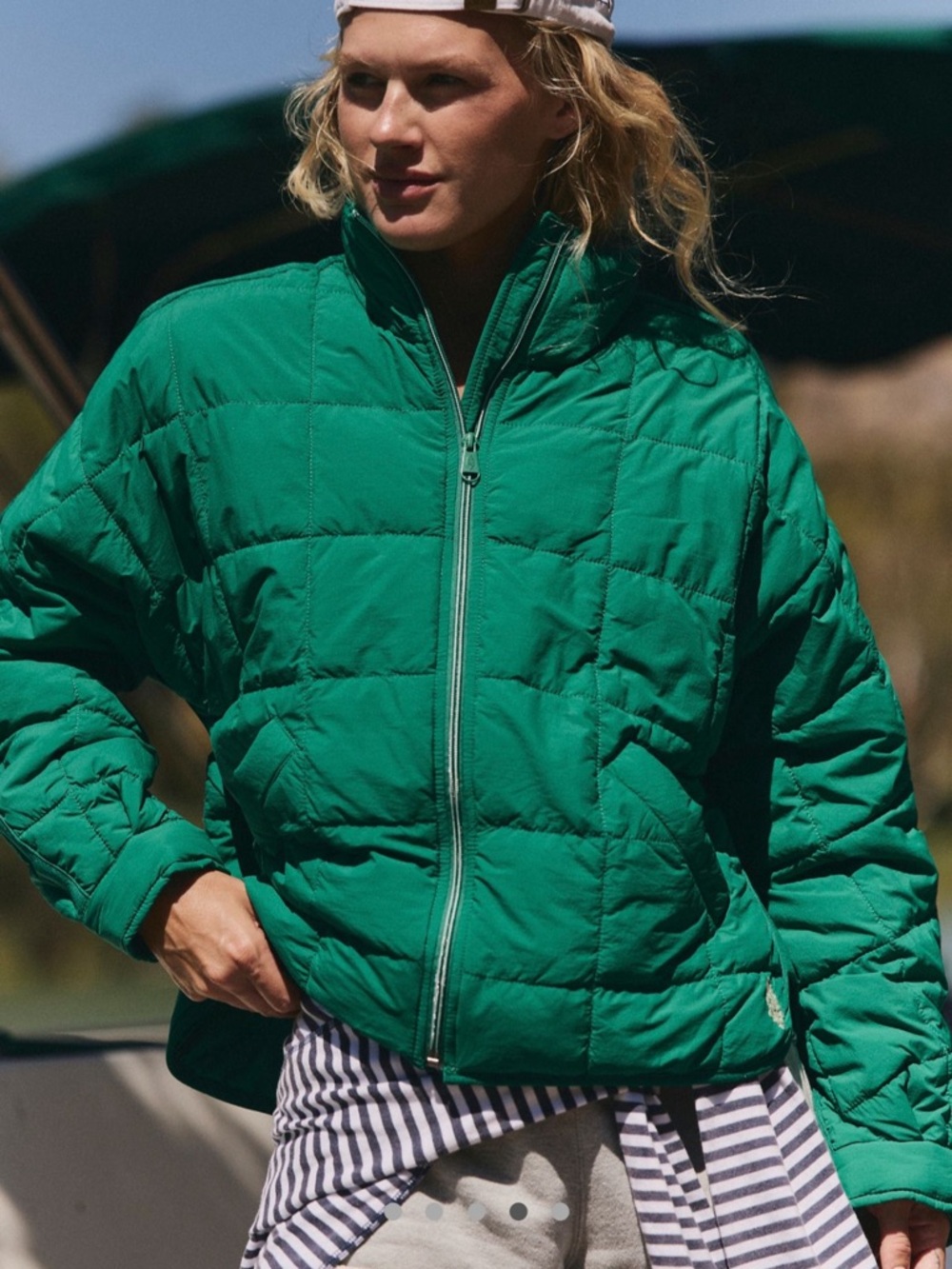 Free People Emerald Green Quilted Puffer Jacket